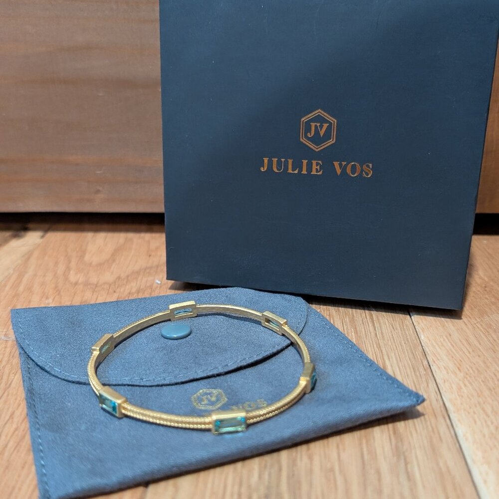 Julie Vos Antonia Bangle Bracelet Gold & Blue